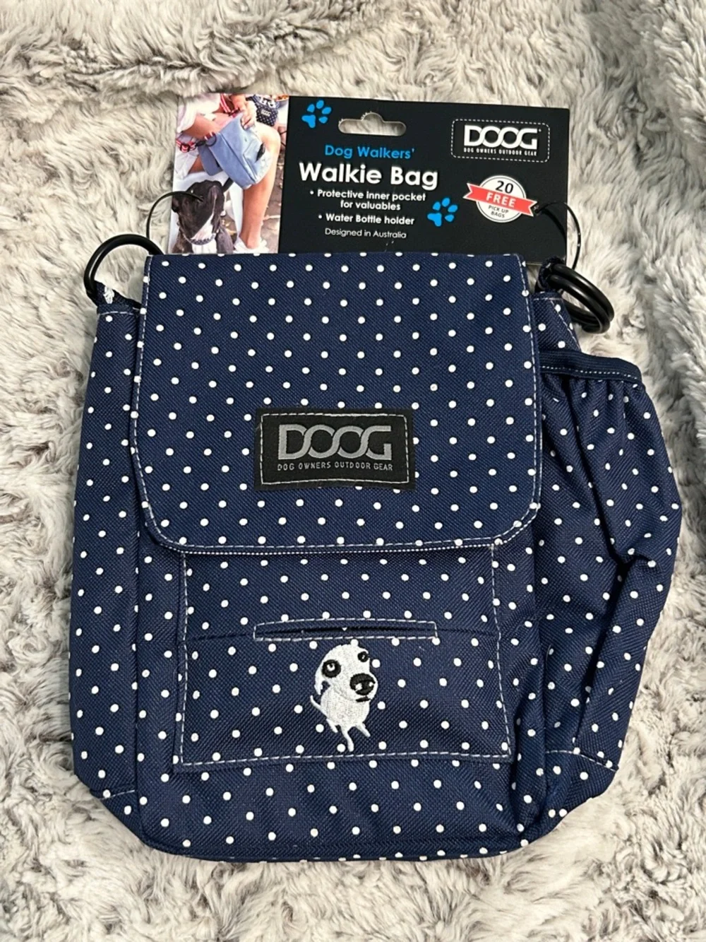 DOOG Walkie Bag - Navy Polka Dot